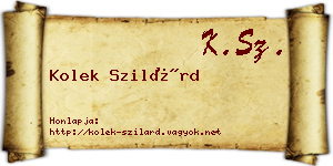 Kolek Szilárd névjegykártya